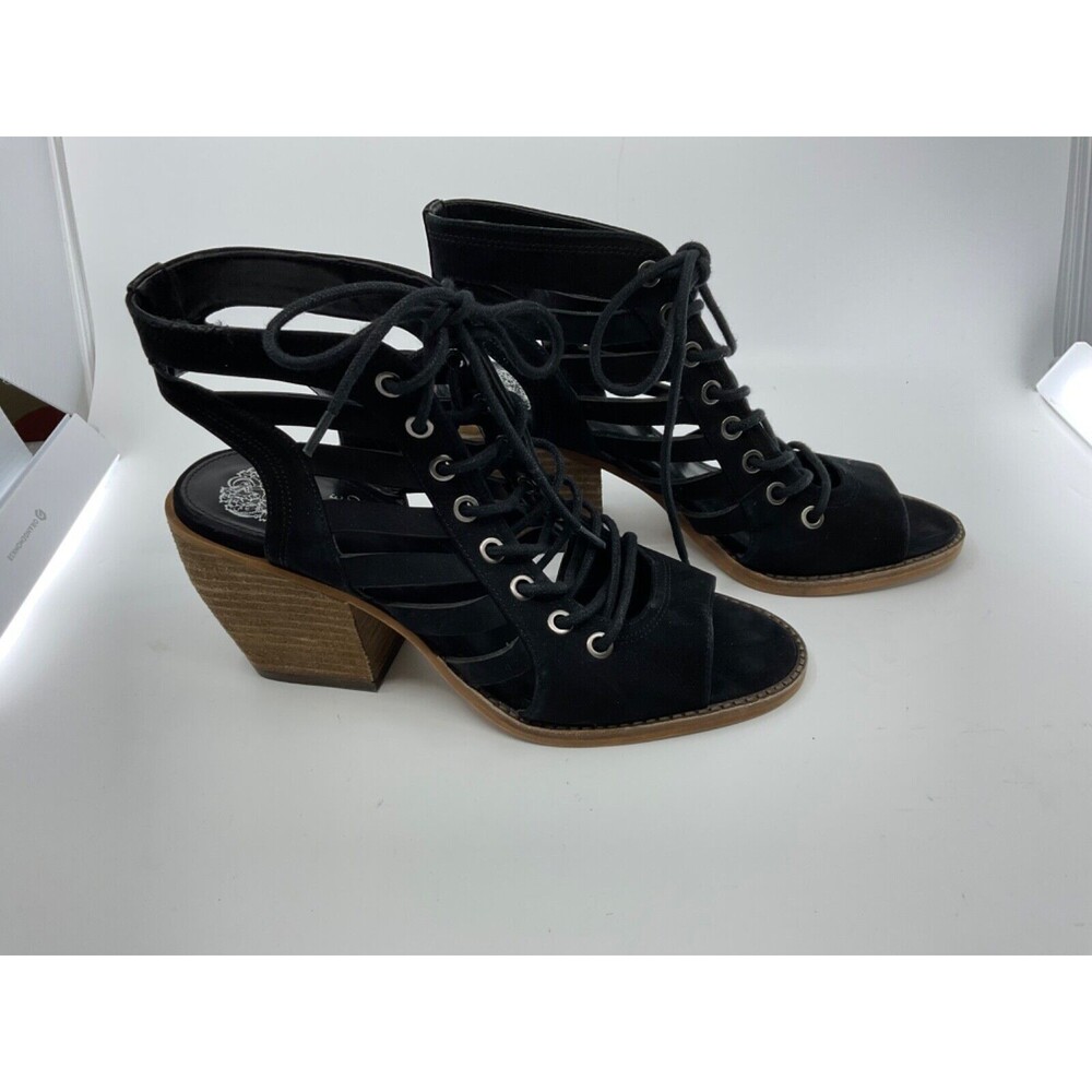 Vince Camuto Chesten shoes women 8.5 Nubuck Lace-Up Heeled Cut out booties